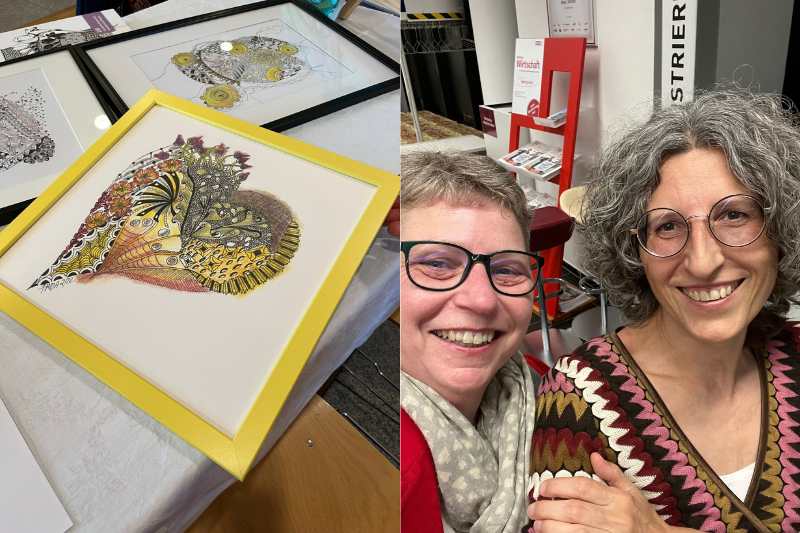 Zentangle-Bild, Frau in der Wirtschaft-Meeting